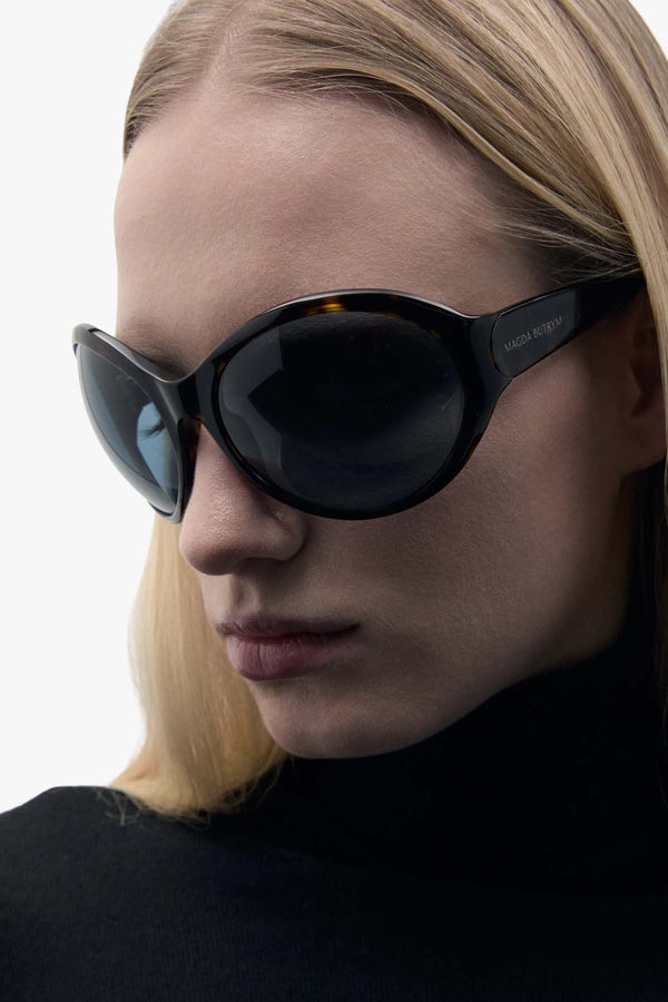 Big Round Sunglasses Tortoise Blue Lens