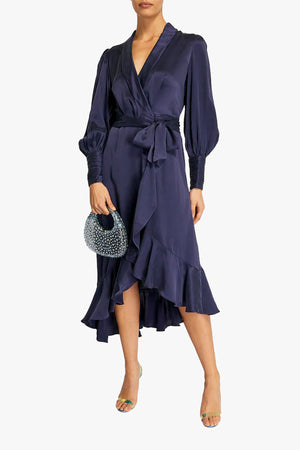 Silk Wrap Midi Dress