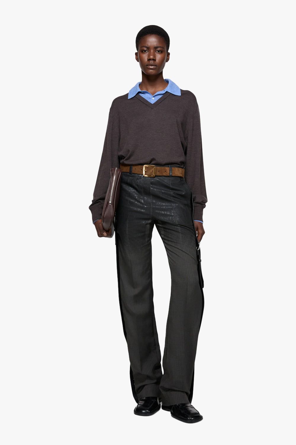 Suede Leather Gold Buckle Belt