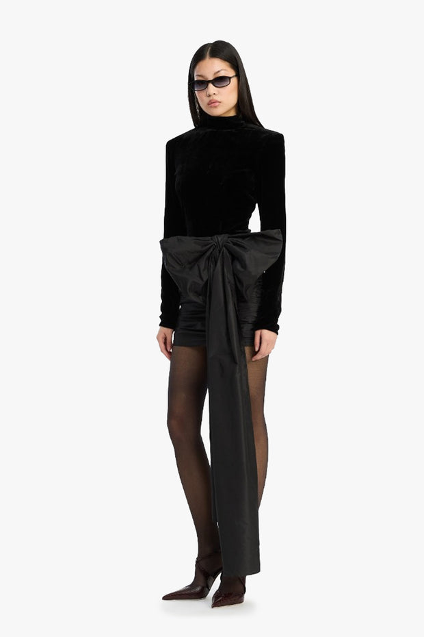 Velvet Bow Mini Dress