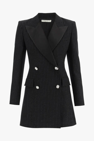 Light Wool Lurex Pinstripe Mini Dress