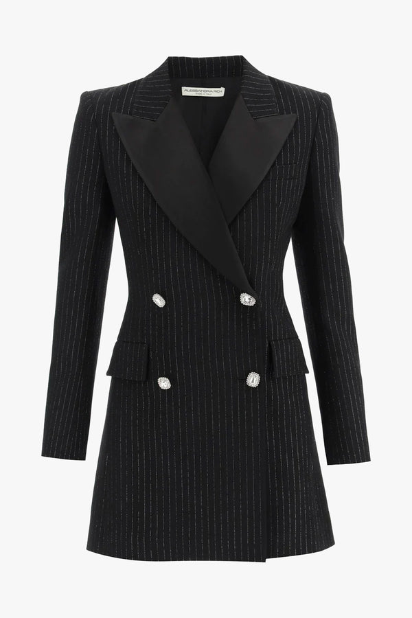 Light Wool Lurex Pinstripe Mini Dress