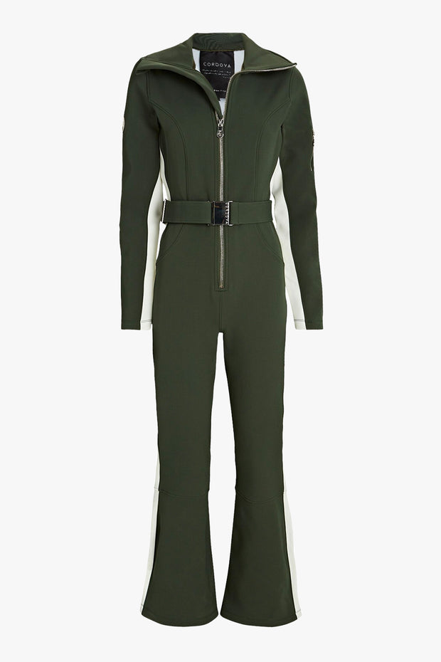 Flared Belted Two-Tone Ski Suit