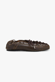 Eyelets Lace Up Ballerina Snake