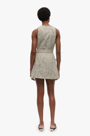 Summer Tweed Belt Mini Dress