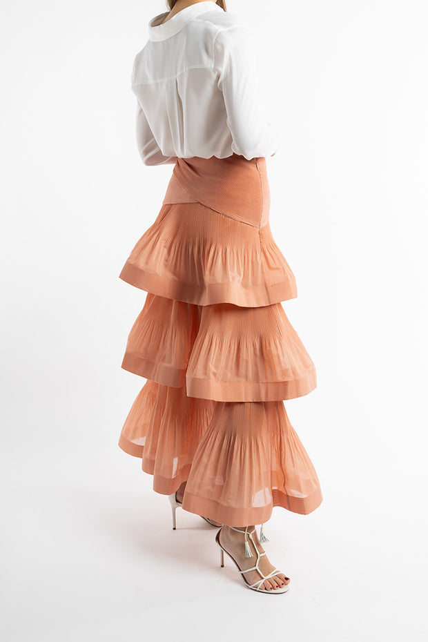 Tiered Pleated Skirt