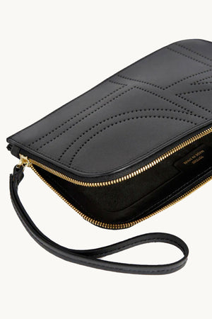 Monogram Leather Wristlet Pouch