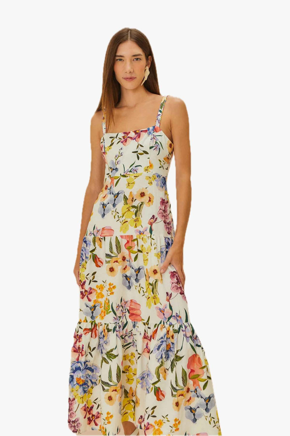Greek Garden Off-White Sleeveless Maxi Dress