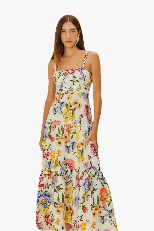 Greek Garden Off-White Sleeveless Maxi Dress