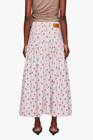 Printed Paint Denim Long Skirt