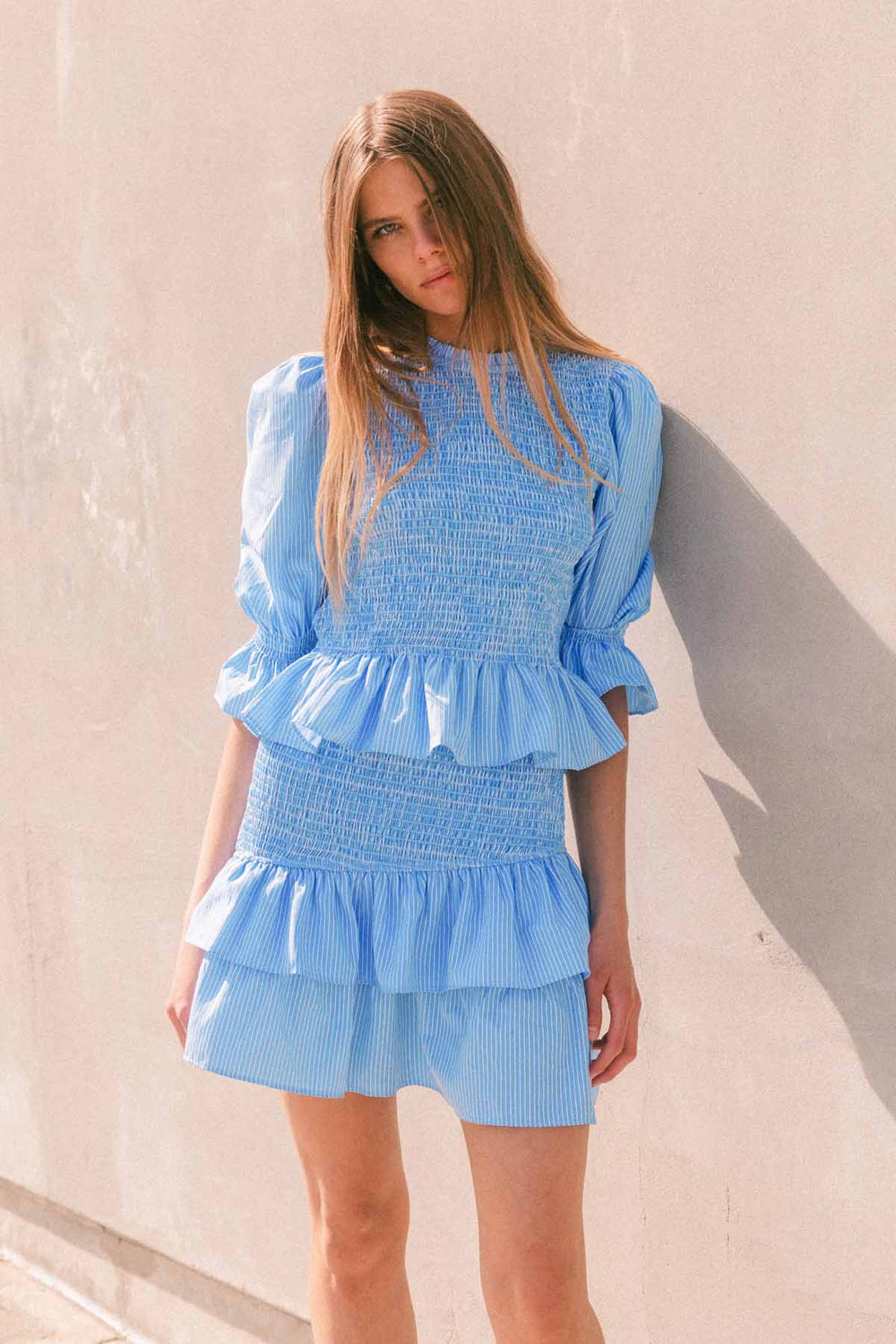 Long Sleeve Striped Smock Top