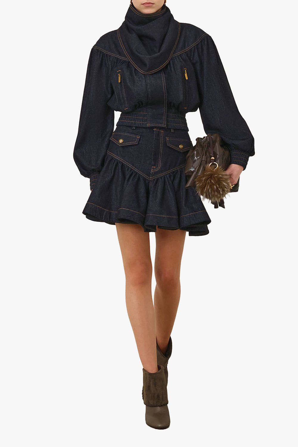 Denim Frill Mini Skirt