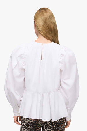 Compact Poplin Gathered Peplum Blouse