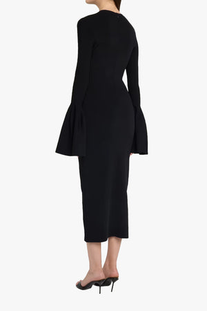 Compact Knit Bell Sleeve Midi Dress
