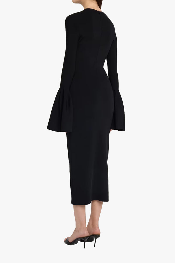 Compact Knit Bell Sleeve Midi Dress
