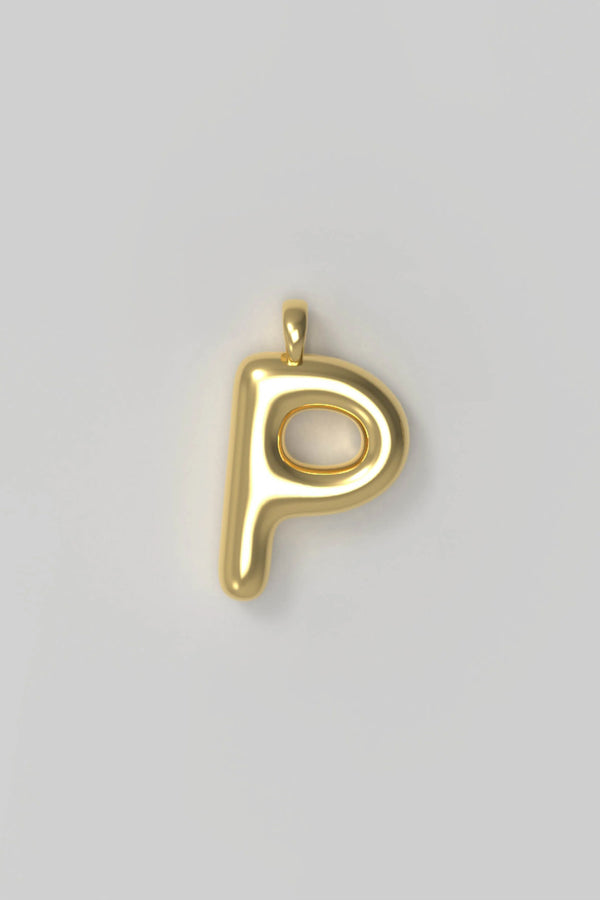 Letter charm Large P - gold plated
