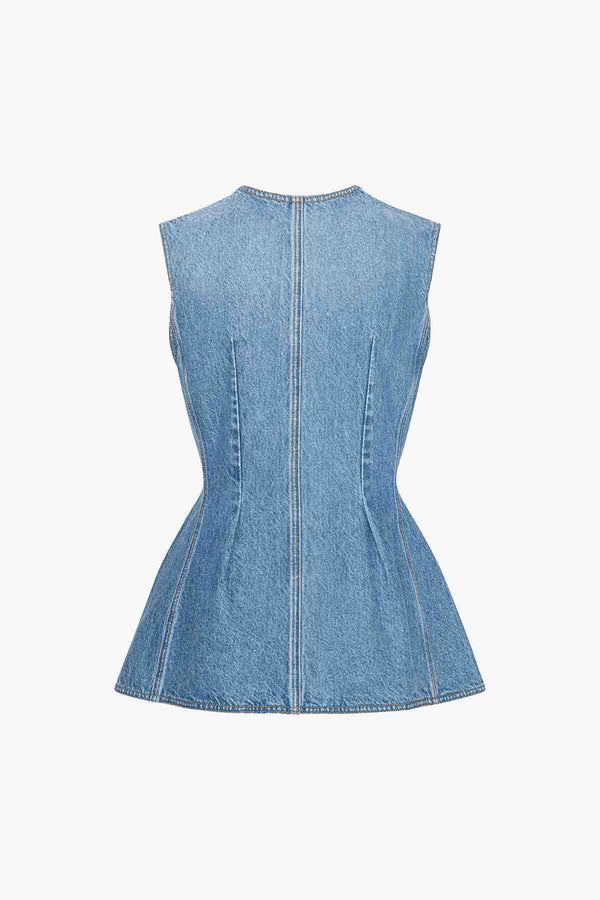Flared Denim Top