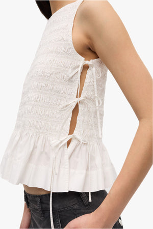 Cotton Poplin Smock Tie String Top
