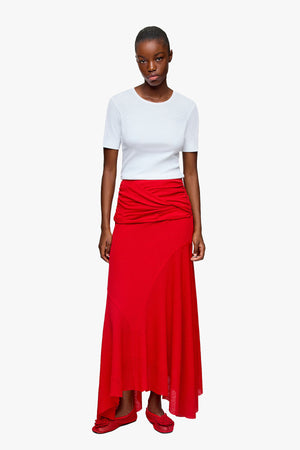 Marl Mesh Draped Long Skirt