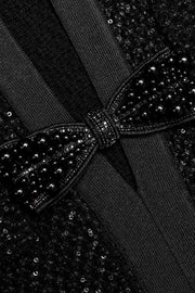 Black Sequin Knit Mini Dress