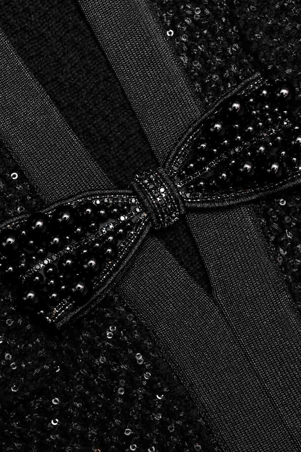 Black Sequin Knit Mini Dress