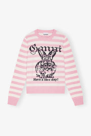 Striped Graphic Wool Mix Bunny Crewneck