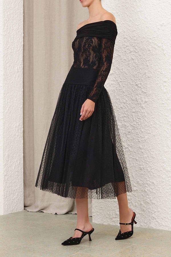Tulle Dot Midi Skirt