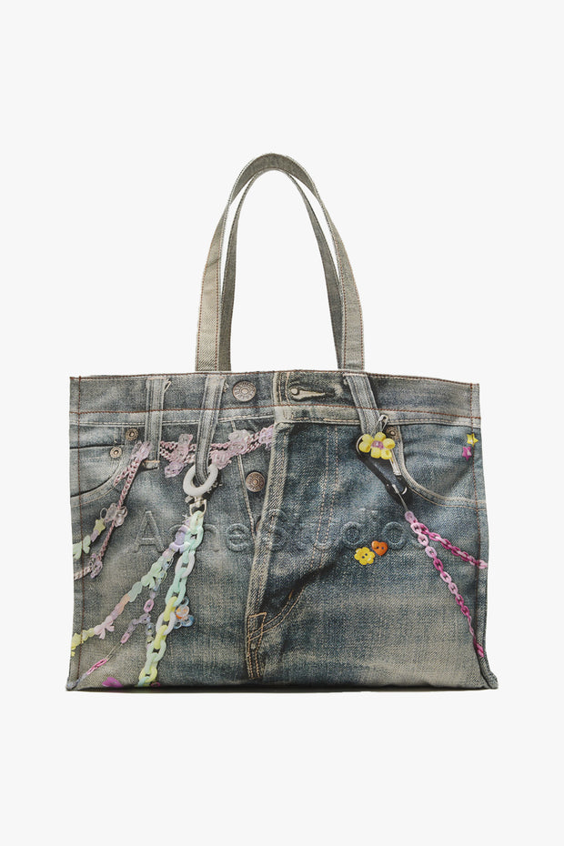 Denim Print Tote Bag