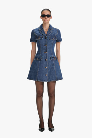 Belted denim mini dress
