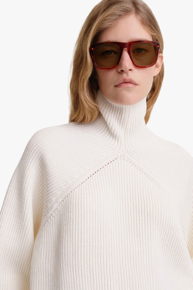 Ribbed Chimney-Neck Knit