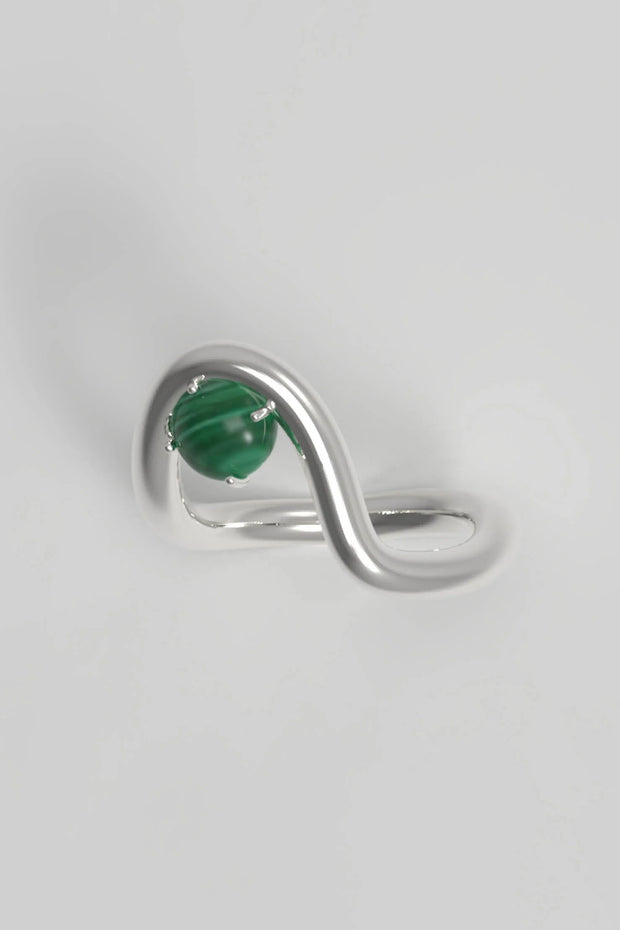 Band Ring II Malachite Silver