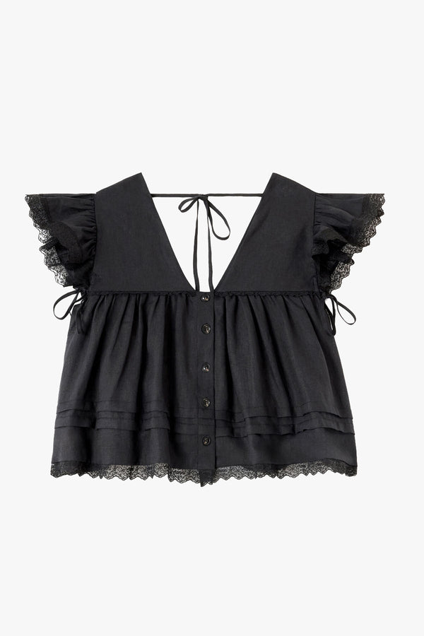 Light Linen Angel Sleeve Blouse