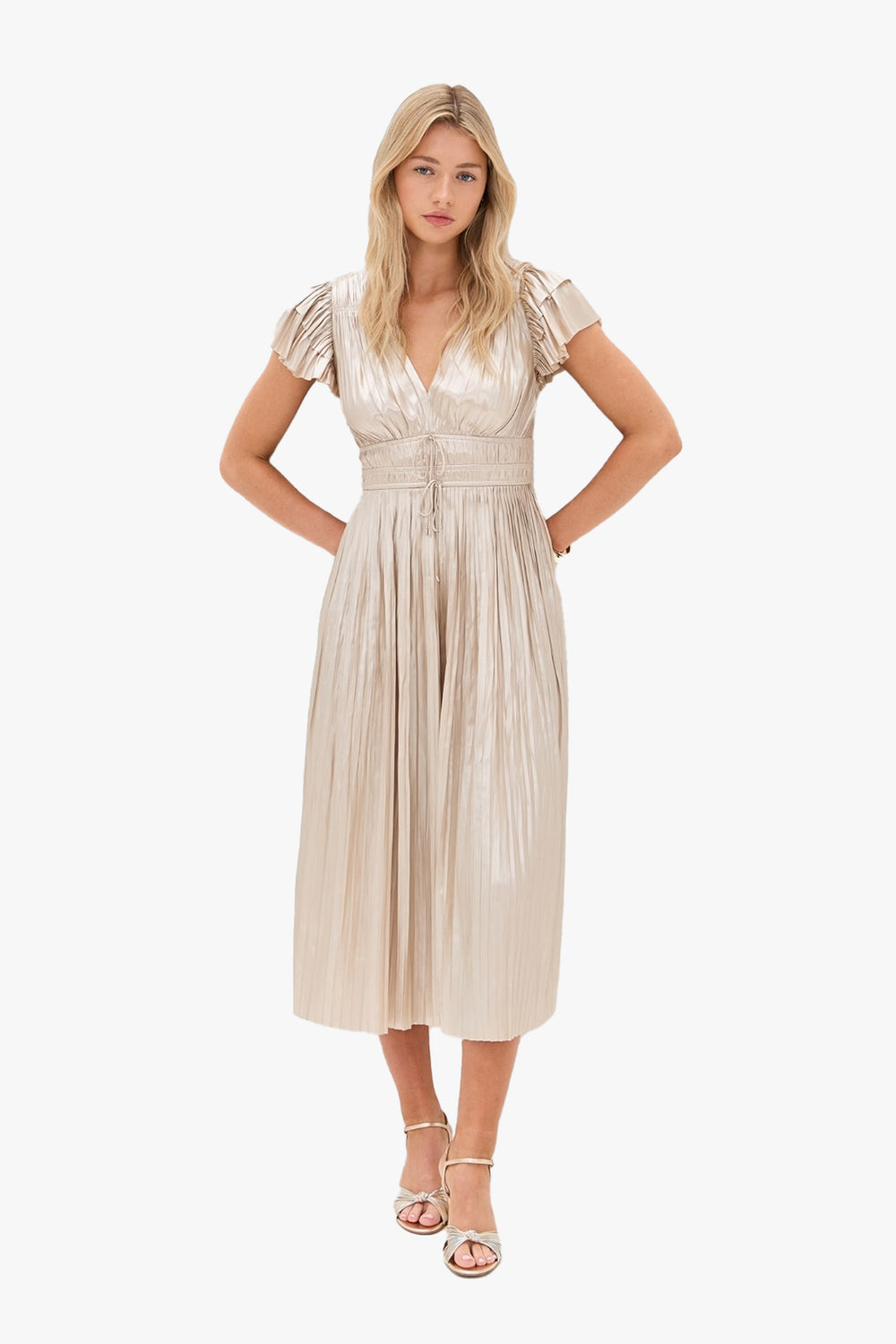 Patrice Flutter Sleeve Midi Dress