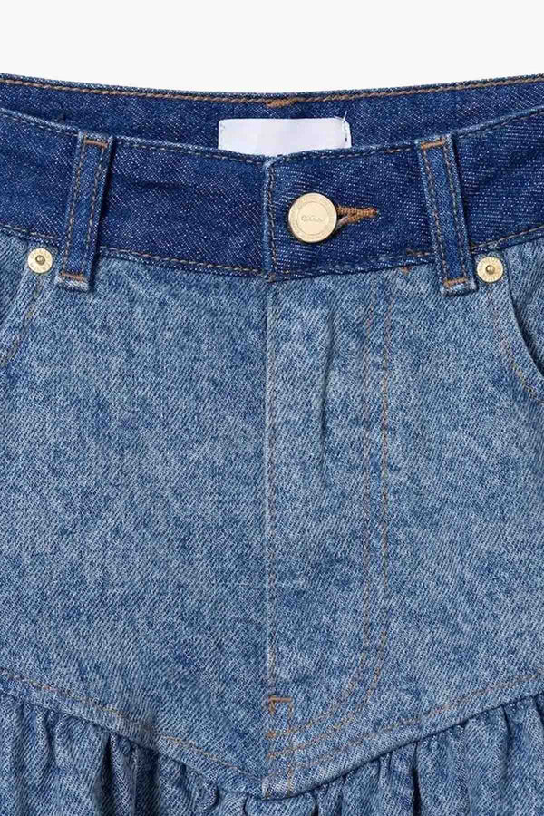 Patchwork Denim Long Skirt
