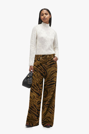 Printed Flock Denim Baggy Jeans