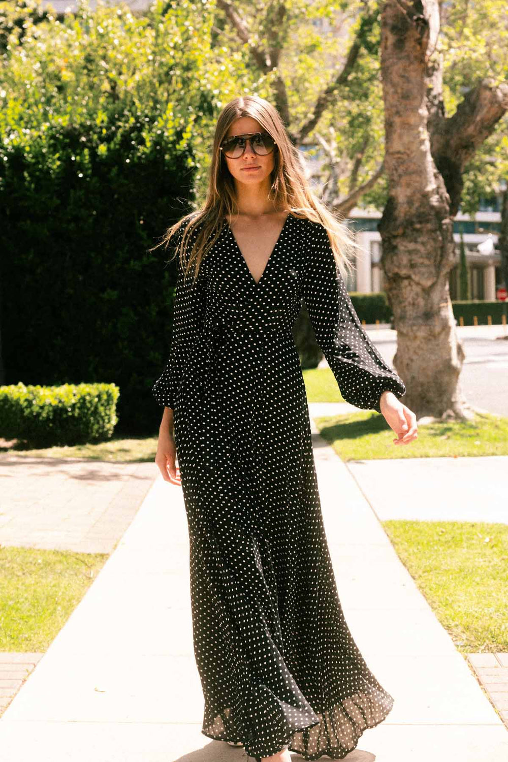 Long Polka Wrap Dress