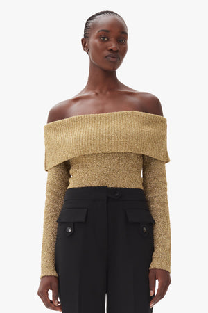 Sparkle Doubleface Off Shoulder Blouse