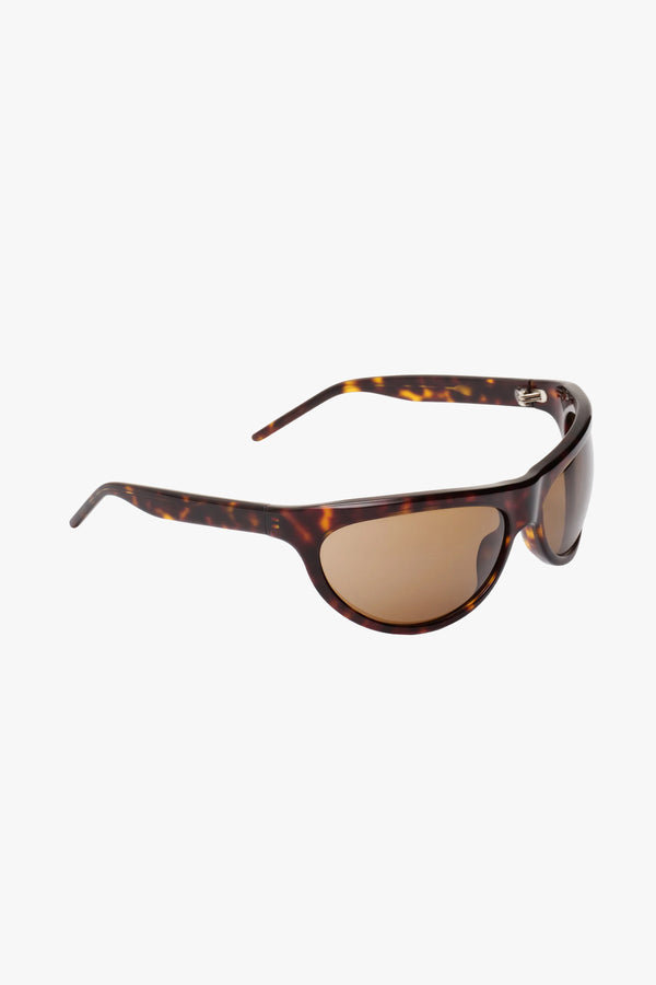 Semi Round Sunglasses Tortoise Brown Lens