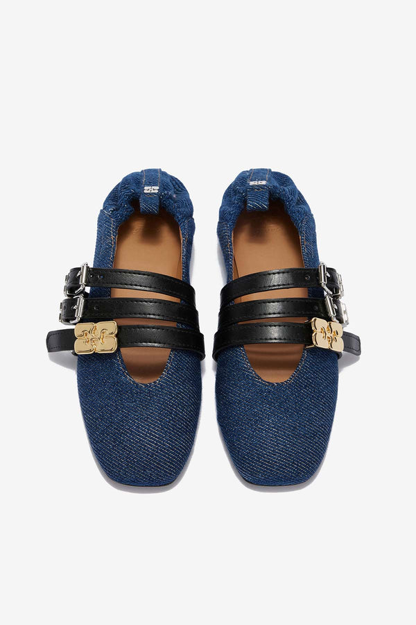 Sue Triple Ballerina Denim Fringed