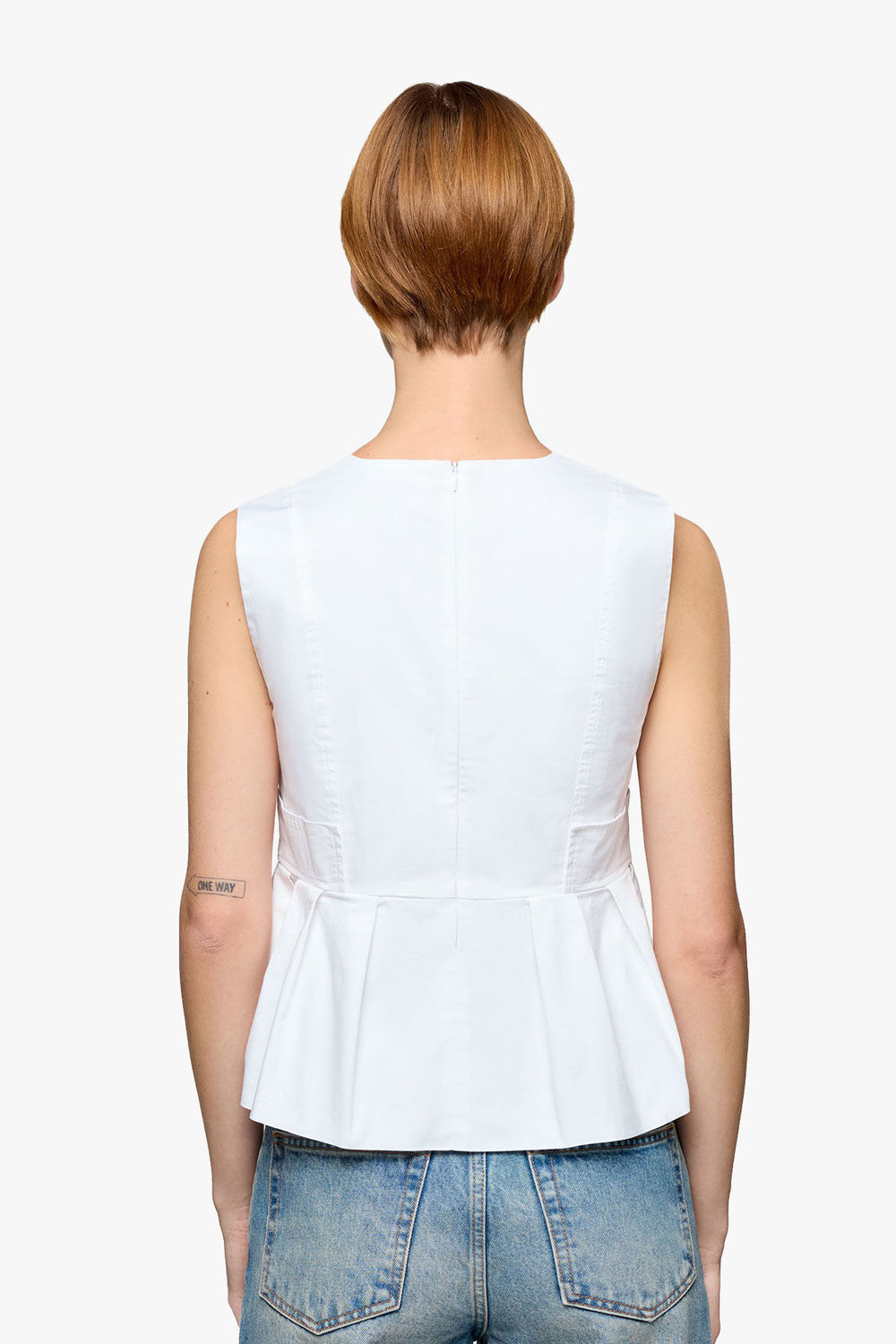 Stretch Cotton V-neck Pocket Blouse