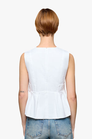 Stretch Cotton V-neck Pocket Blouse