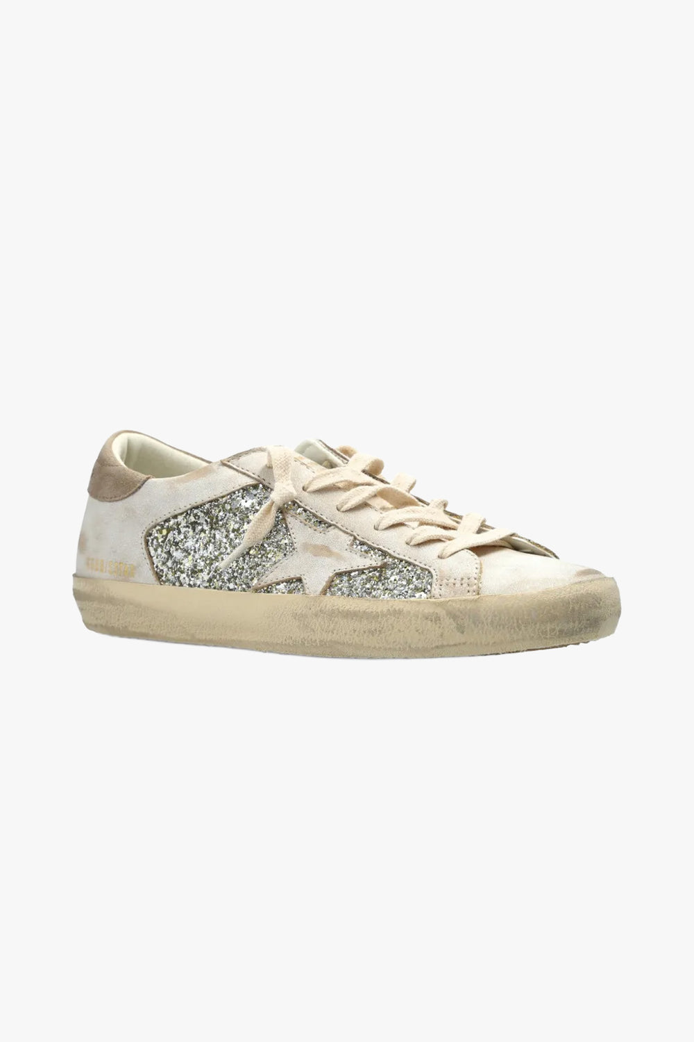 Super Star Glitter And Leather Upper Leather Star Suede Heel