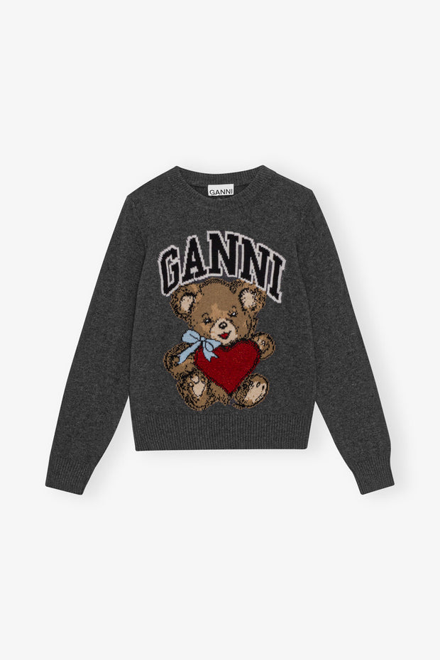 Graphic Wool Mix Bear Crewneck