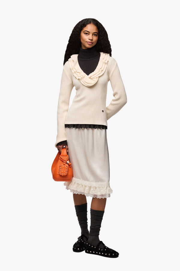 Ribbed Merino Frill Top
