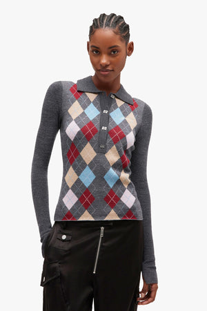 Fine Merino Jacquard Polo