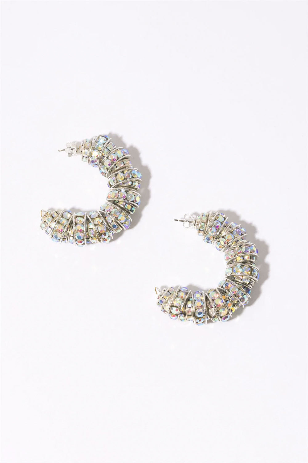 Mini Diamond Hoops Silver