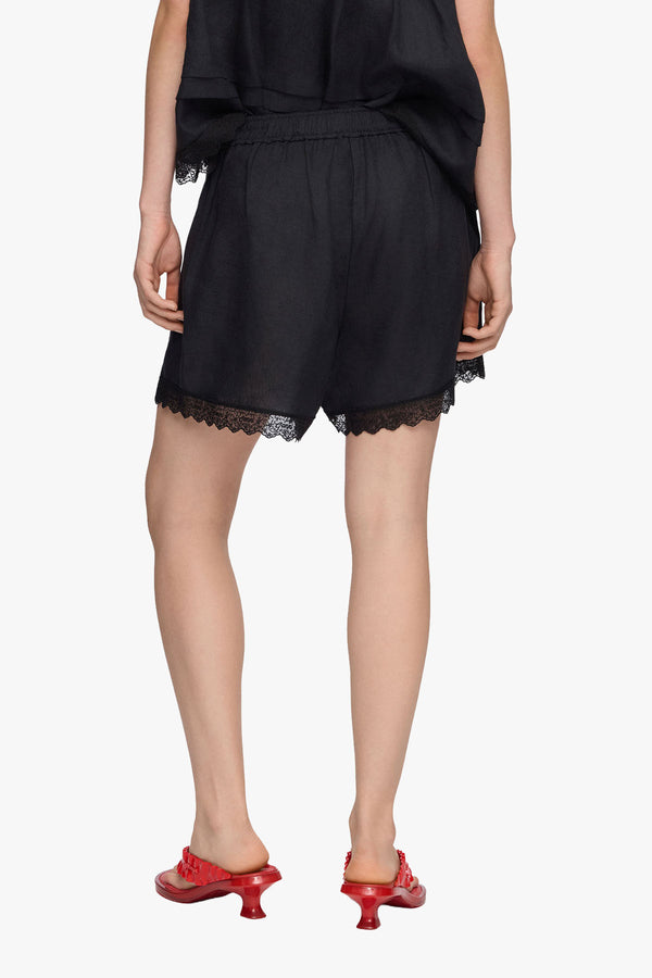 Light Linen Lace Hem Shorts