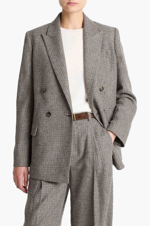 Houndstooth Double Breasted Blazer