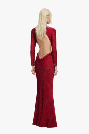 Red Fil Coupe Maxi Dress