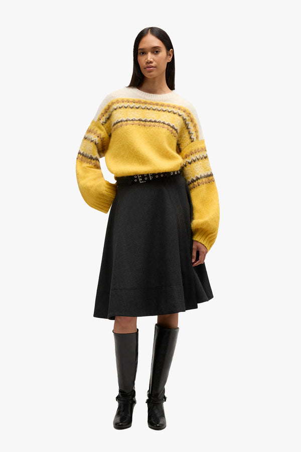 Brushed Alpaca Intarsia Sweater